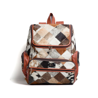 Multi Patch Tan Hair-On Leather Backpack