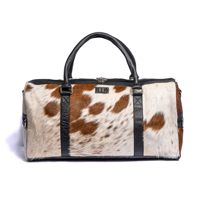 Brown & White Hair-on Leather Duffle Bag