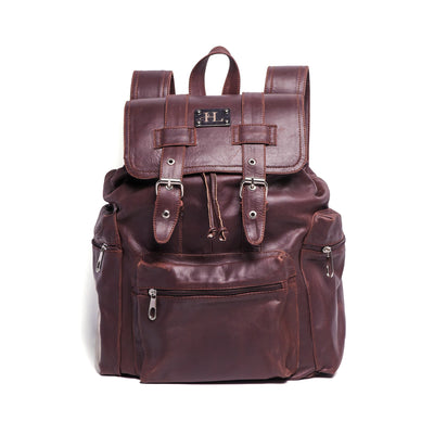 Brown Travel Finished Leather Backpack