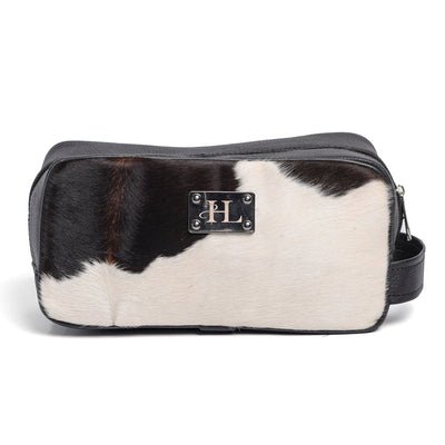Black & White Toiletry Bag Hair-on Leather For Men & Women