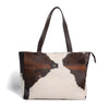 Brown & White Hair-on Leather Tote Bag