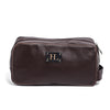 Brown Finished Leather Toiletry Bag For Men & Women