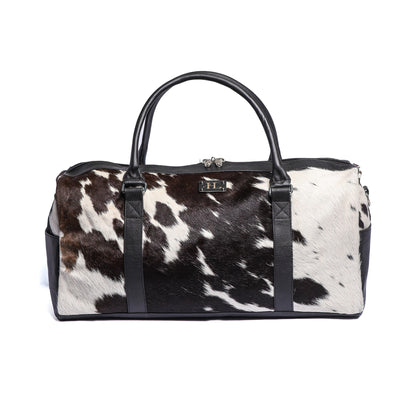 Black & White Hair-on Leather Duffle Bag