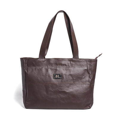 Brown Tote Bag Finished Leather