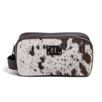 Brown & White Toiletry Bag Hair-on Leather For Men & Women