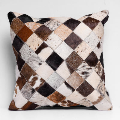 Multi Patch Hair-on Leather Cushion