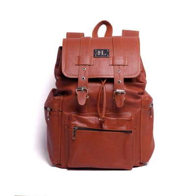 Dark Tan Travel Milt Leather Backpack