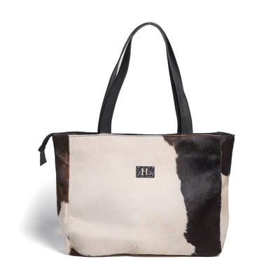 Black & White Hair-on Leather Tote Bag