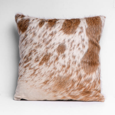 Tan & White Hair-on Leather Cushion
