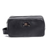 Black Finished Leather Toiletry Bag For Men & Women