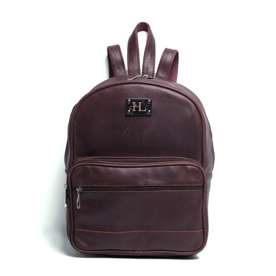 Brown Finished Leather Mini Backpack