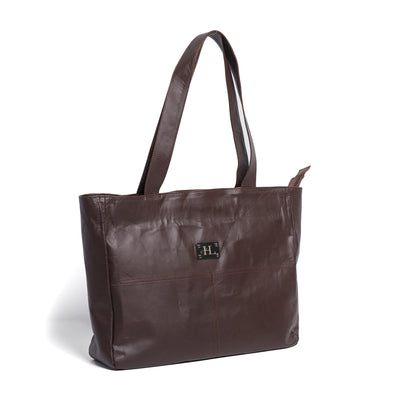 Brown Tote Bag Finished Leather