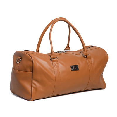 Camel Tan Finished Leather Duffle Bag