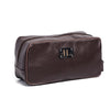 Brown Finished Leather Toiletry Bag For Men & Women
