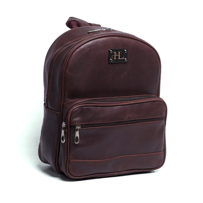 Brown Finished Leather Mini Backpack