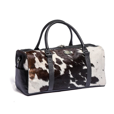Black & White Hair-on Leather Duffle Bag