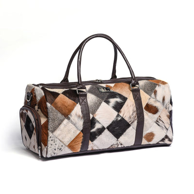 Multi Patch Hair-on Leather Duffle Bag