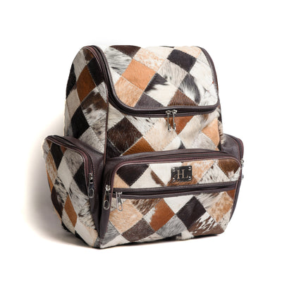 Multi Patch Brown Hair-On Leather Backpack