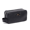Black Finished Leather Toiletry Bag For Men & Women