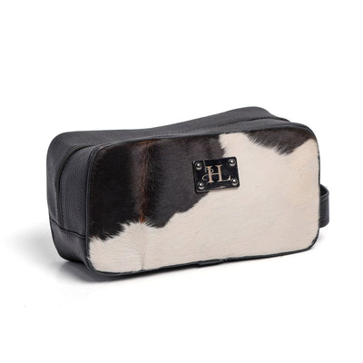 Black & White Toiletry Bag Hair-on Leather For Men & Women