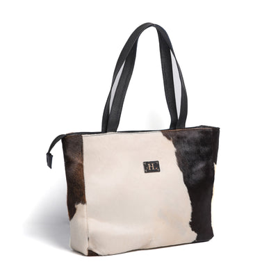 Black & White Hair-on Leather Tote Bag