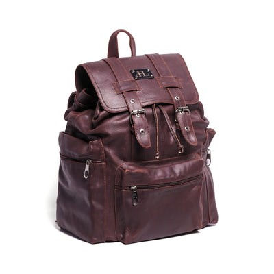 Brown Travel Finished Leather Backpack