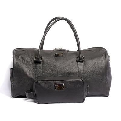 Black Milt Leather Duffle Bag
