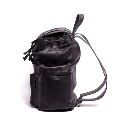 Black Travel Milt Leather Backpack