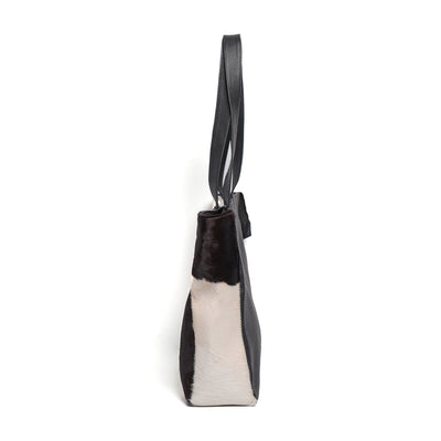 Black & White Hair-on Leather Tote Bag