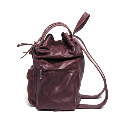 Brown Travel Finished Leather Backpack