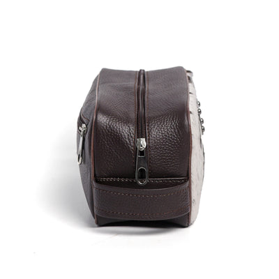 Brown & White Toiletry Bag Hair-on Leather For Men & Women