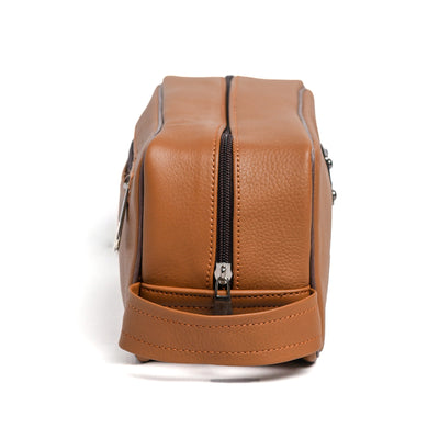Camel Tan Milt Leather Toiletry Bag For Men & Women