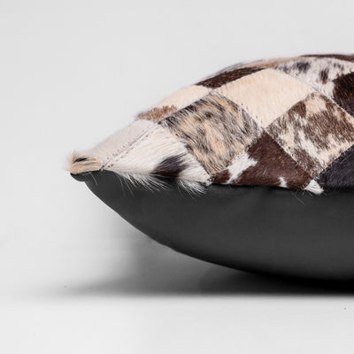 Multi Patch Hair-on Leather Cushion