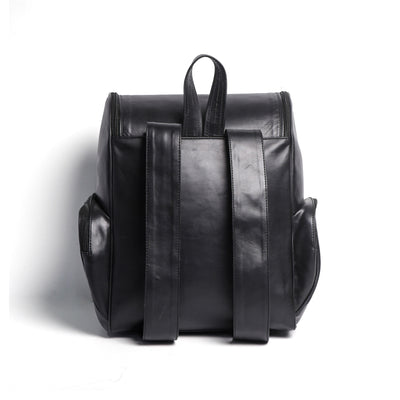 Black Finished Leather Backpack