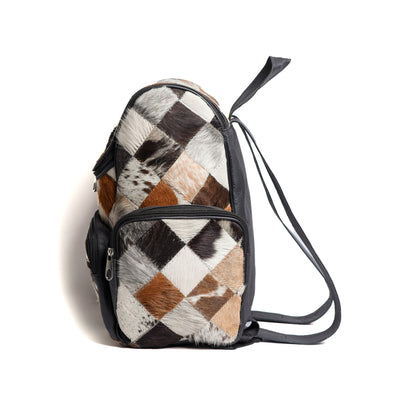 Multi Patch Black Hair-on Leather Backpack