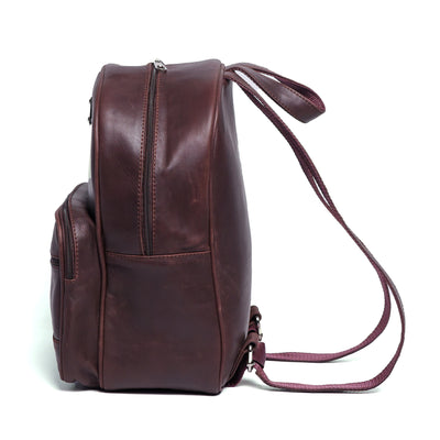 Brown Finished Leather Mini Backpack