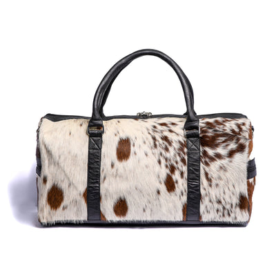 Brown & White Hair-on Leather Duffle Bag