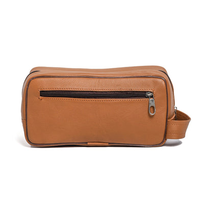 Camel Tan Milt Leather Toiletry Bag For Men & Women