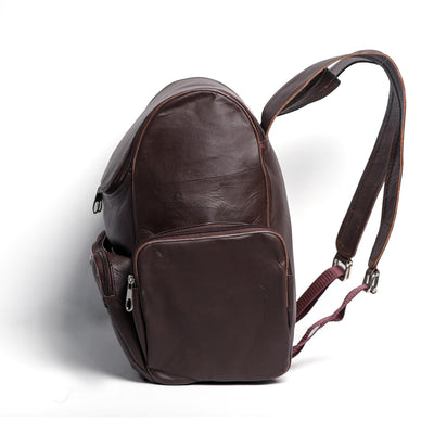 Brown Finished Leather Backpack