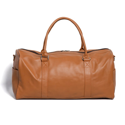 Camel Tan Finished Leather Duffle Bag