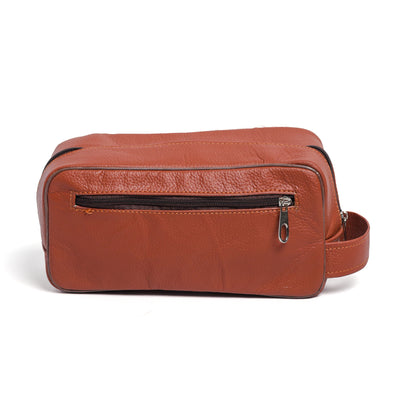 Tan & White Toiletry Bag Hair-on Leather For Men & Women