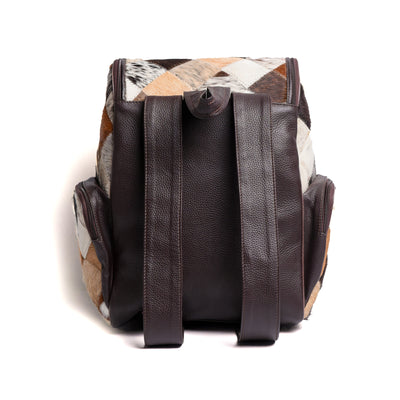 Multi Patch Brown Hair-On Leather Backpack
