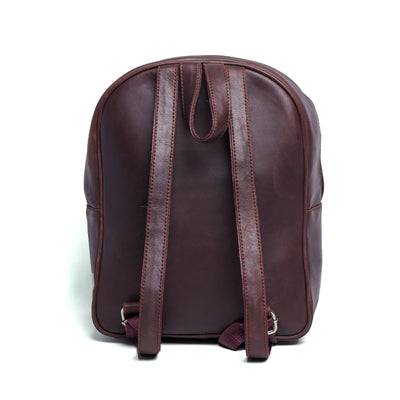 Brown Finished Leather Mini Backpack