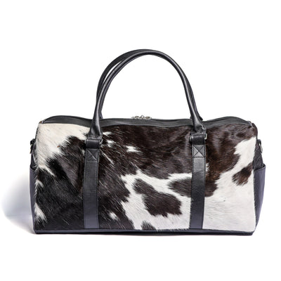Black & White Hair-on Leather Duffle Bag