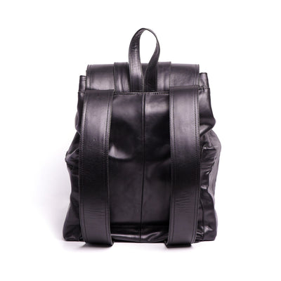 Black Travel Finished Leather Backpack