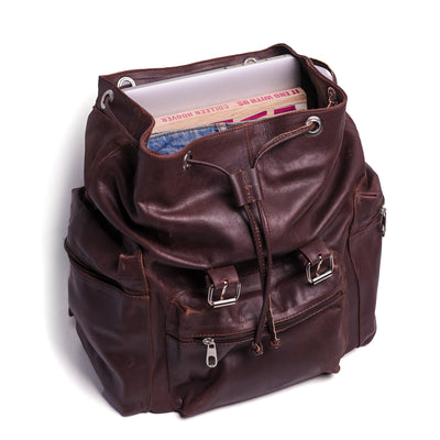 Brown Travel Finished Leather Backpack