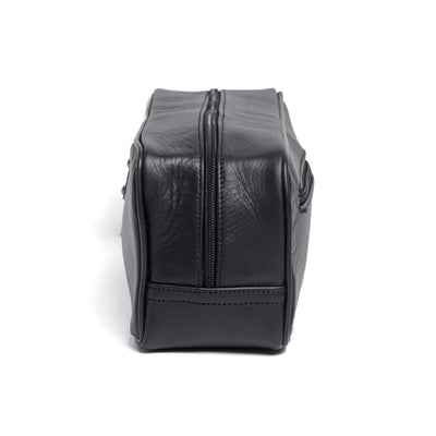 Black Finished Leather Toiletry Bag For Men & Women