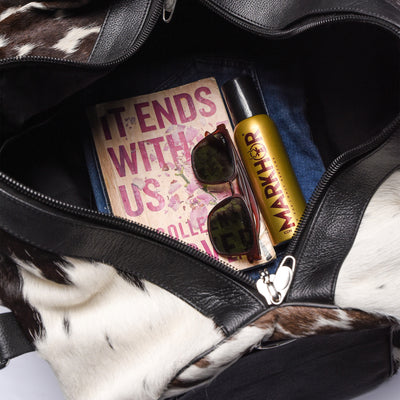 Black & White Hair-on Leather Duffle Bag