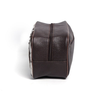 Brown & White Toiletry Bag Hair-on Leather For Men & Women