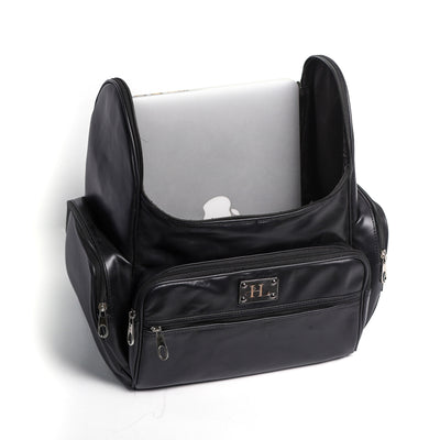 Black Finished Leather Backpack